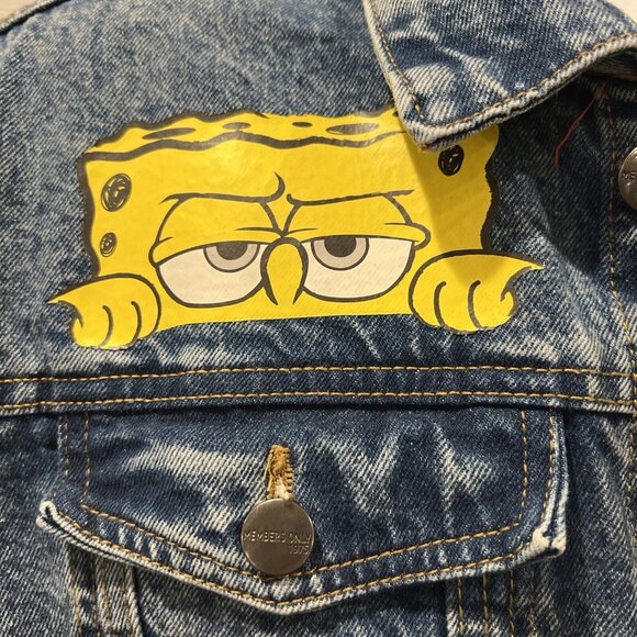 Members Only x Nickelodeon SpongeBob Logo Denim Jean Jacket Size XL Character - Picture 2 of 16